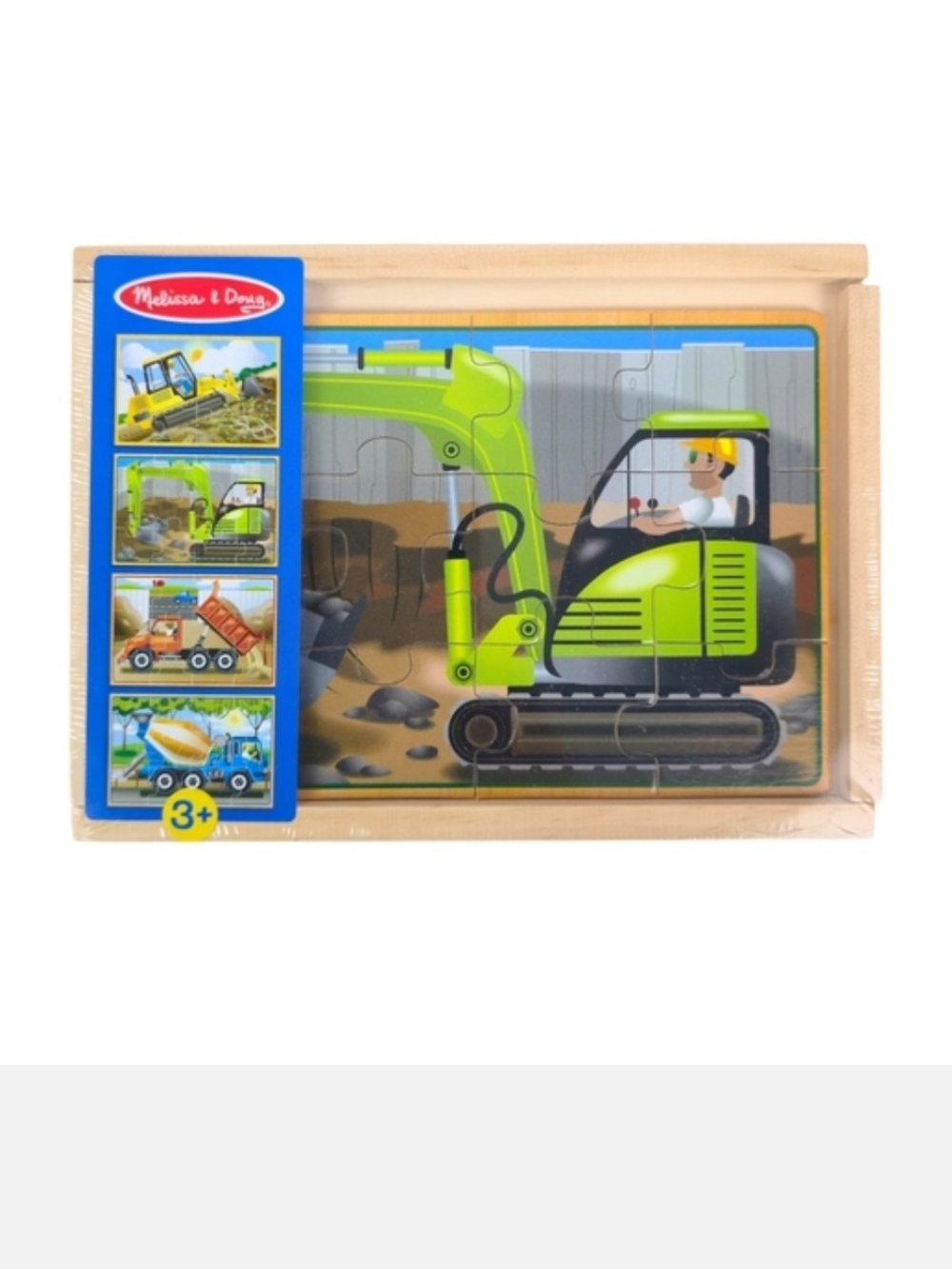 Melissa & Doug Construction Vehicles 4-in-1 Wooden Jigsaw Puzzles -